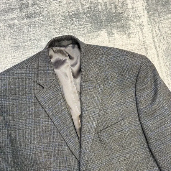 Ralph Lauren Blazer Jacket Mens 44S Gray Blue Plaid Sport Coat Wool Academia - Picture 9 of 13